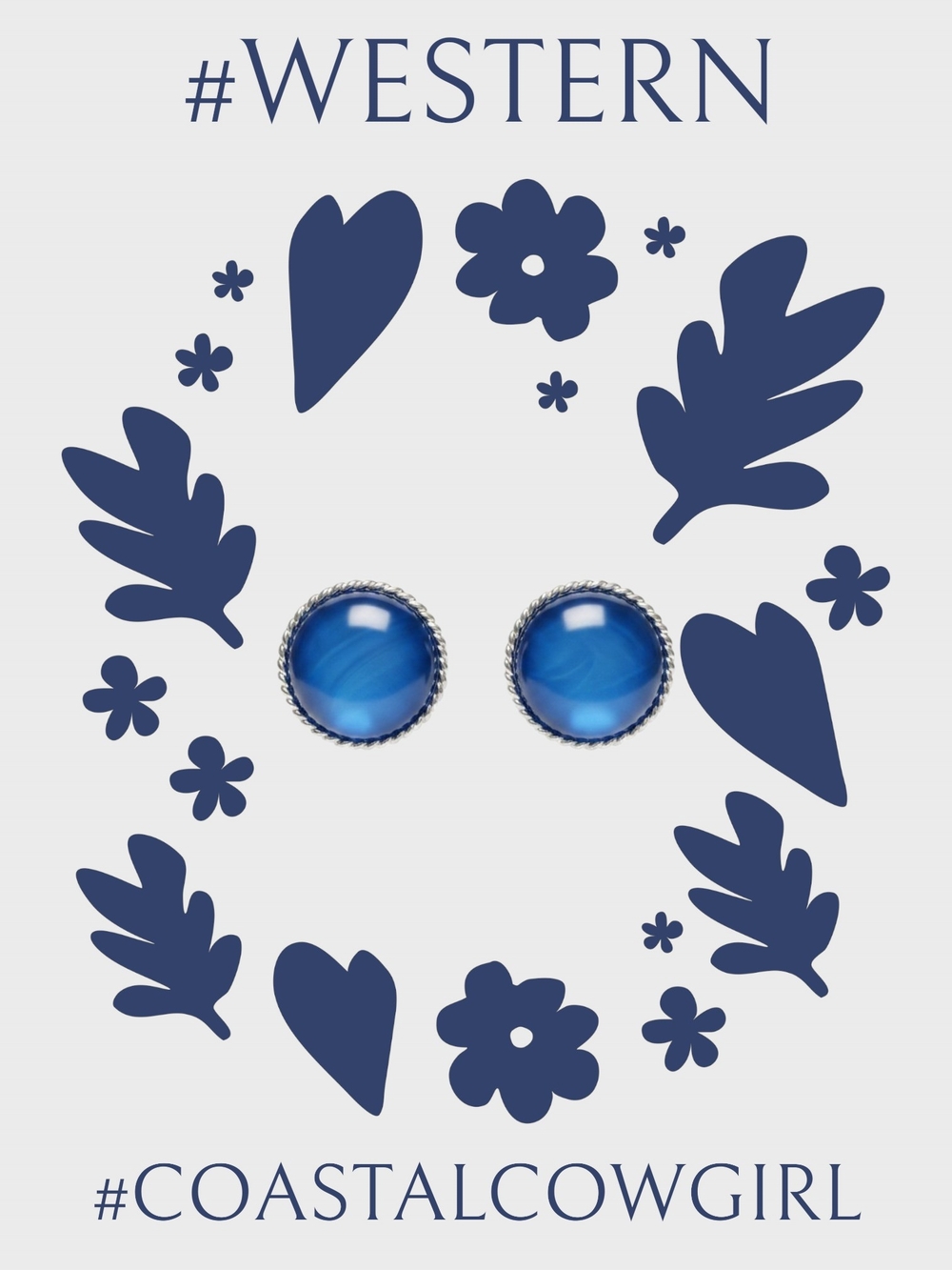 Blue Cabochon Stud Earrings